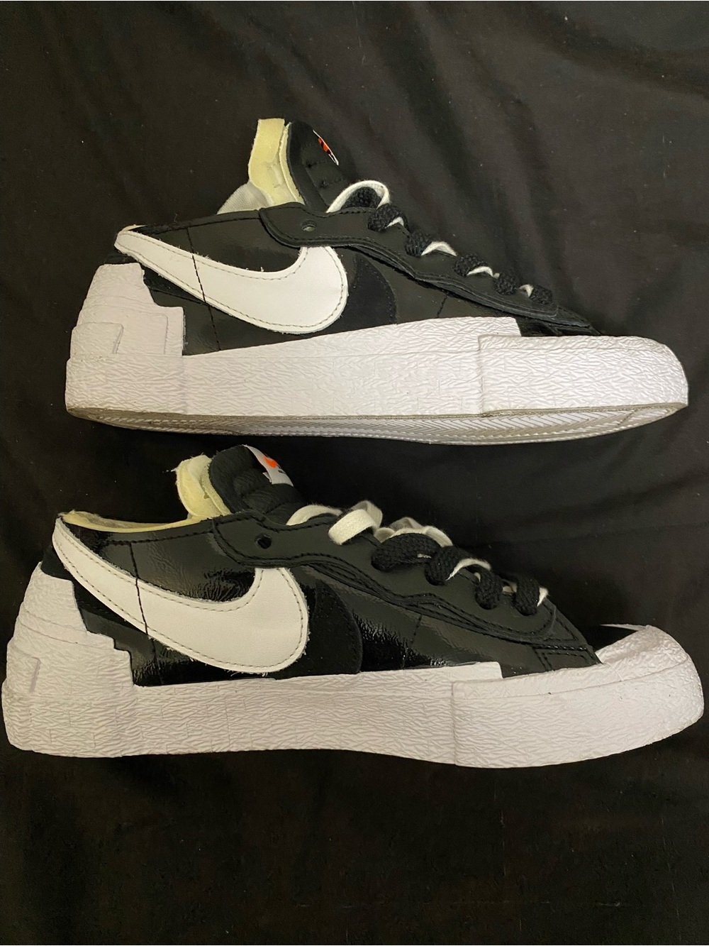 Nike Sacai Black and White Sneakers with White Swoosh